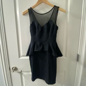 Black Bebe Peplum Bodycon Dress - XS